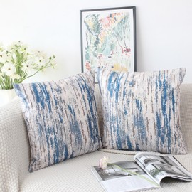 NIULAA Velvet Blue Cushion Covers 50cm x 50cm Double Sided Vintage Cushion Cover 20x20 inches Set of 2 Soft Art Deco Pillow Cases Abstract Decorative Pillows for Bed Sofa Living Room