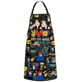 WZMPA Luke's Diner Kitchen Apron Luke's Diner Lover Gift Peace Love Gilmore Adjustable Apron for Baking Grilling, Peace Love Gilmore Ap