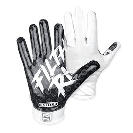 Battle Sports Filthy Rich Wide Receiver Football Gloves - Adult and Youth Football Gloves - Ultra Stick Gloves - Adult 2X-Large, Black