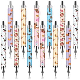 Clabby 12 Piece Ballpoint Pen Set Retractable Ballpoint Pen Set Cartoon Ballpoint Pen for Christmas School Office Supplies Gift for Teacher's Day (Dundle Pattern)