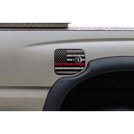 Car-Gear Gas Cap Decal Fuel Door Graphics Kit Vinyl Decal Wrap Compatible with Toyota Tacoma 1995-2004 - Red Line Flag