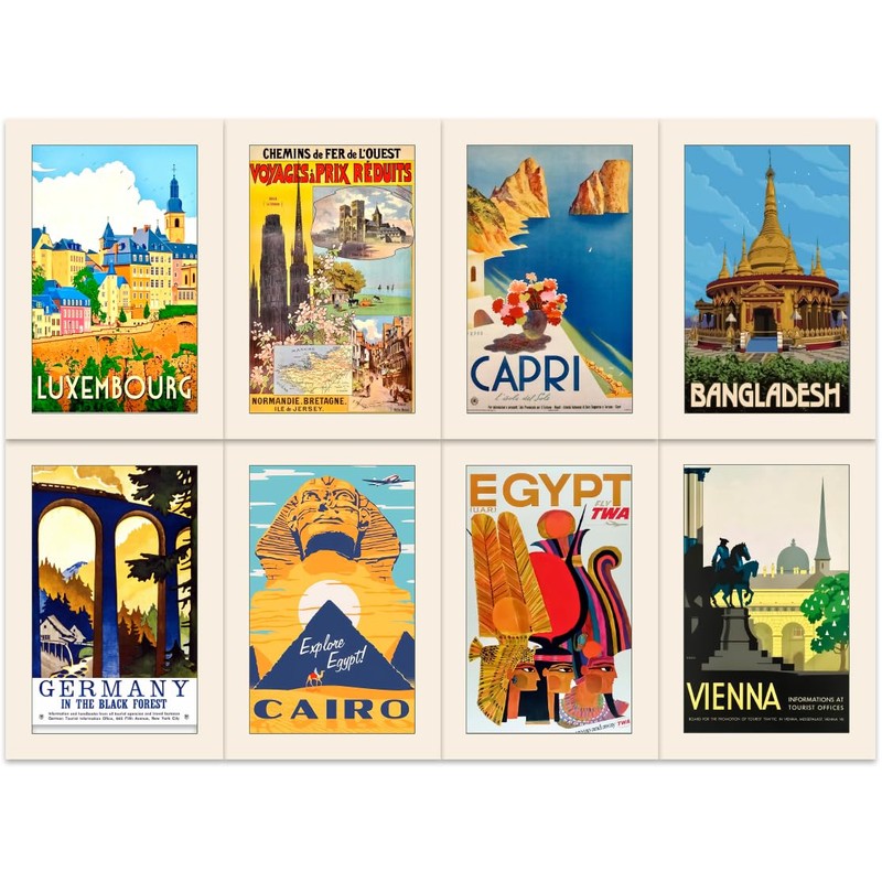 40 Vintage Travel Postcards with 40 Different Designs on the