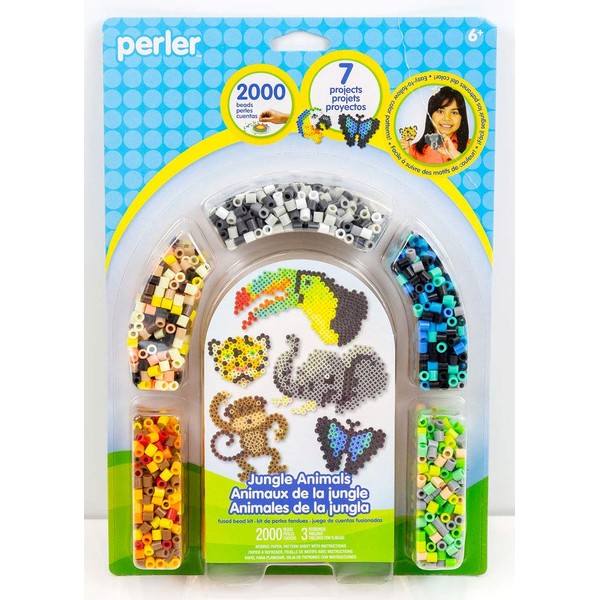 Perler Beads 'Jungle Animals' Fuse Bead Activity Kit for Kids Crafts, 2004 pcs