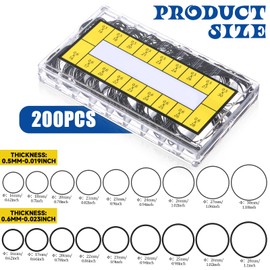 Xthrotsenk Pack of 200 Sealing Rings Watch Seal O Rings Set Seals Watch Repair Orings, Waterproof Rubber Seal O-Ring Size 16-30 mm for Watchmakers Repair Tools Accessories
