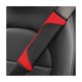 AUCELI 2PCS Car Seat Belt Cover, Carbon Fiber Seatbelt Shoulder Strap Covers, Breathable Leather Soft Harness Pad Protect Your Neck and Shoulder Compatible with Cars