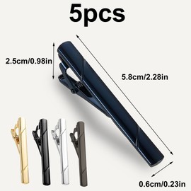 Men's Tie Clip, 5 Pieces Tie Clip, Stainless Steel, Classic Tie Clips, Tie Clip Set for Valentine's Day, Christmas, Wedding, Business, Bar and Everyday Use, copper, Suitable