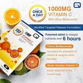 Quest Quest 1000mg Vitamin C with Bioflavonoids (Timed-Released) EXP 12/2023 -Helps Energy Metabolism by Increase Iron Absorption, Reduce Tiredness and Fatigue – 150 Count