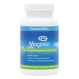 NaturesPlus Magtein Magnesium L-Threonate- High Strength, Calm, Mood, Memory, Focus, Cognitive - Vegan, Non-GMO, Gluten-Free - 90 Capsules