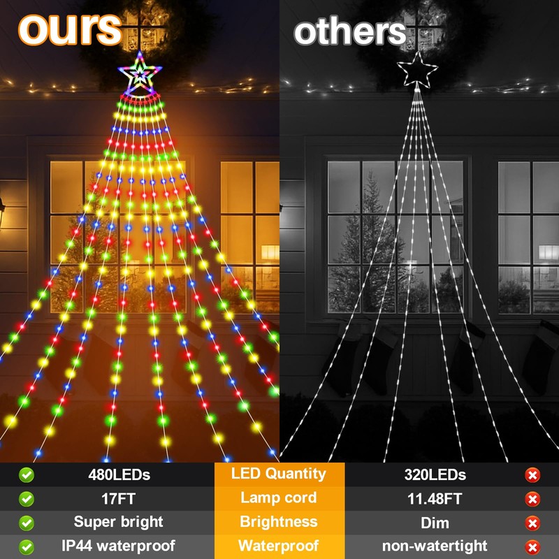 Outdoor Christmas Decoration Star Lights 480 LED Christmas Star Lights