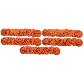 Novel Merk Basketball Sports Ball Vinyl Stickers - 2” Round Individual Decals for Laptop, Water Bottle, Phone, Party Favors, & Decor - Adheres to Clean Surfaces Waterproof & Repositionable (50)