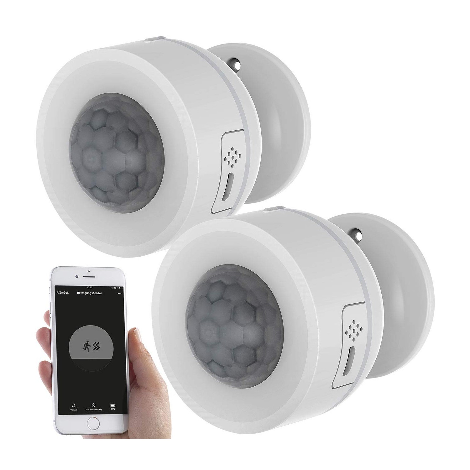 Luminea Home Control Small Motion Sensor: Set of 2 WLAN Motion Sensors ...