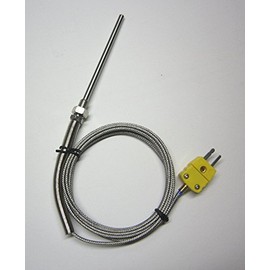 K-Type Thermocouple Sensor with High Temperature Stainless Steel Probe 932 F or 500 C with Fiberglass Braided Cable