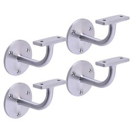 HANDLEZONE® 4 Pack Heavy Duty Handrail Bracket for Stair Bannister, Wood and Steel Handrail - Satin Chrome