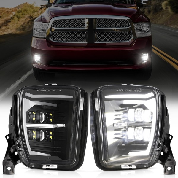 Auxbeam Upgraded LED Fog Lights with DRL for Dodge Ram 1500 2013 2014 2015 2016 2017 2018, Bumper Driving Fog Lamp Replacement Kit