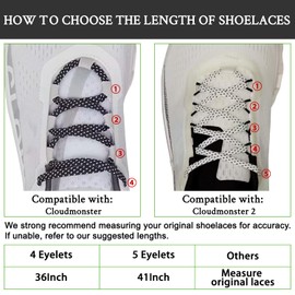 Endoto Shoe Laces for ON CloudMonster, 7MM Flat Shoelaces Replacement Women Men Sneakers Strings(Color:Black&White,Size:41Inch)
