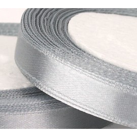 GCS 25 Yards / 23 Meters Of Satin Wedding Party Ribbon 15mm In Multiple Colours Pack Rolls (Silver)