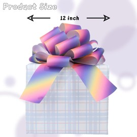 12" Large Pull Bows,2pcs Car Bows for Gift Wrapping, Christmas Party Birthday Gift Wedding Ribbon Bows for Bikes, Wrapping Boxes or Flower Decorations, Valentine's Day Gift Decorations (Rainbow-1)