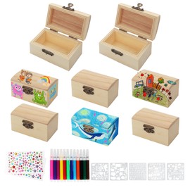ZWQLZG 8pcs Mini Wooden Treasure Chest, Wooden Treasure Chest with Curved Lid and Metal Locking Clasp, 9x5x5cm for DIY Projects, Home Decor and Party Favor