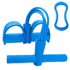 Tube Resistance Bands with Handle, Fitness Pull Rope with Fitness Ring - Ideal as Abdominal Exercise Equipment & Leg Exerciser, Pedal Resistance Bands with Handle (Blue)