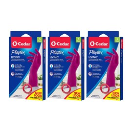 Playtex Living Reuseable Rubber Cleaning Gloves (Small, 3 Pairs), Premium Protection Reusable Household Gloves