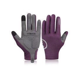 INBIKE Cycling Gloves Men Women Thin Fleece Touchscreen Padded Bike Gloves for Running Driving Biking Hiking Purple Large