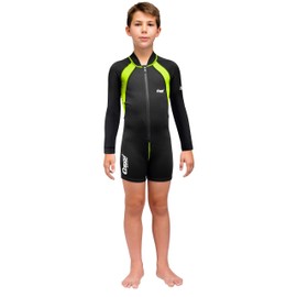 Cressi Kids Swimsuit Long Sleeve, Black/Lime, Long Sleeves, L