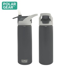 Polar Gear 575ml Stainless Steel Water Bottle with Straw - Double Wall Insulated Water Bottles With Straw - Leakproof Sports Water Bottle with Push Button Soft Spout Release & Carry Handle (Graphite)