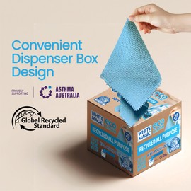 White Magic Recycled All Purpose Eco Cloth, 20-Pieces Set, Dispenser Box Design, Machine Washable up to 50 Times, Made from Recycled Materials, 30 x 30cm