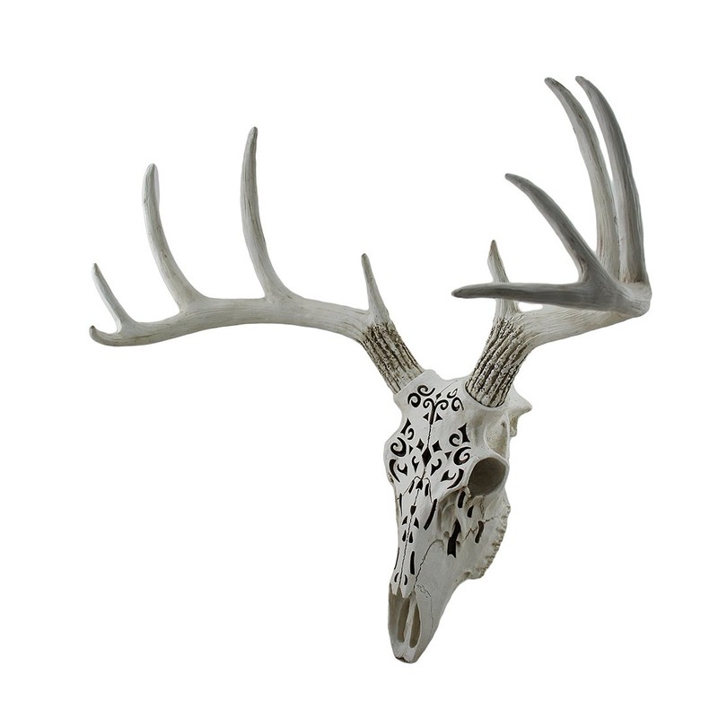 Zeckos Decorative Filigree Design Hanging Deer Skull Statue 17 Inch