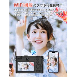 Moledro 5K Digital Camera for Smartphones, WIFI Transfer Function, 64 Megapixels, Dual Lens, 64 GB Micro SD Card Included, 18x Digital Zoom, Auto Focus Function, Image Stabilization, Webcam Selfies