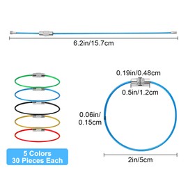 EEEKit 150PCS Wire Keychain Cable, 5.9 In Stainless Steel Wire Ring, 1.5 mm Key Ring Loop for Hanging Luggage Key ID Tag Keeper