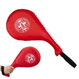 Taekwondo Kick Pads, Double Kick Pads, Training Pads for Karate, Taekwondo Pads, Taekwondo Karate Kickboxing Target Kick Pad, PU Leather Boxing Pad, Punch Pads, Foot Techniques (Red)