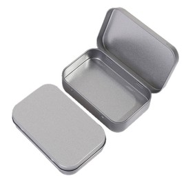 Set of 2, Tin Tin, Mini Box, Metal Storage Case, Trinket Case, Lid, Rectangular, Accessory Case, Divided Containers, Parts Box, 3.7 x 2.4 x 0.8 inches (95 x 60 x 20 mm)