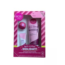 EOS Gift Set Pomegranate Lip Balm Raspberry Body Cream Hand Cream Gift Women NIB