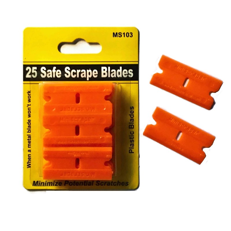 Mini Razor Blade Scraper with 25 Plastic Double Edged Razor