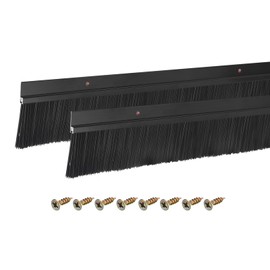 uxcell 2Pcs Door Brush Bottom Sweep H-Shape Aluminum Alloy Base with 2-inch Nylon Brush for Home, Industrial (39-inch L x 3-inch W, Black)