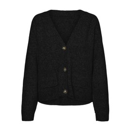 VERO MODA Women's Vmboom LS V-Neck Button Cardigan Ga Noos Cardigan, black