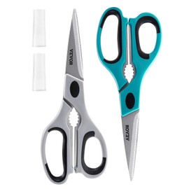 VEVOR Kitchen Scissors, 2 Pack Durable Stainless Steel Shears with Sheaths, Heavy Duty Cooking Shears with Soft Grip Comfort Handle, Kitchen Utensil for Cutting Meat, Fish, Poultry, Cyan+Grey