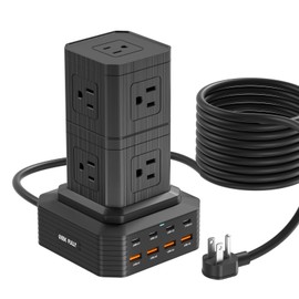 Charging Station (100W), 17-in-1 USB C Power Strip with Surge Protection, 6.6Ft Extension Cord, 4 USB C and 4 USB A Ports, 9 AC Outlets for Home Office Dorm Room