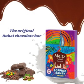 Meltz Dubai Chocolate – Popping Candy Flavor 75g - Chocolate Bar with Creamy Candy & Knafeh Filling - Middle Eastern Premium Snack - Viral Gift Bar - Made in Dubai (Pack of 1)