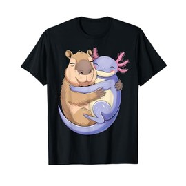 Capybara Hug Axolotl Rodent Animals Kawaii Capybara T-Shirt