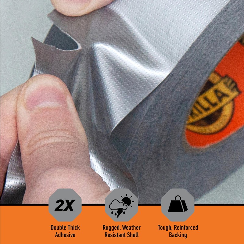 Gorilla Tape, 1.88 in x 10 yd, Silver (Pack of