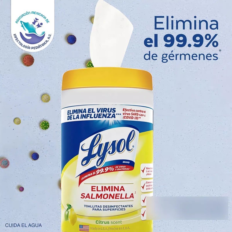 Lysol Toallitas Desinfectantes Lysol De Superficies Citrus 80 Toallitas