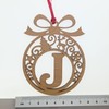 Laser cut Christmas tree bauble decoration: Letter J
