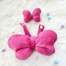 17cm Doll Clothes Set, Cute Style Set for Dolls Outfit, Bow Headband + Bow Backpack 2 PCS Set (Rose Red) (No Doll Included)