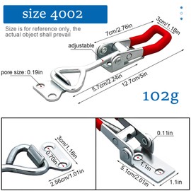 GH-4002 Toggle Latch Stainless Steel, Pack of 4 Snap Fasteners, Box Closure, Toggle Latch, Lever Closure, Hold Capacity Button Toggle Latch (220 kgf)