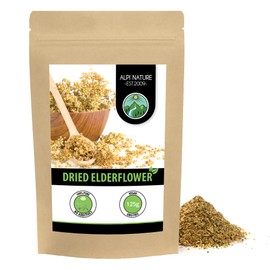Elderflower infusion (125g), gently dried elderflower tea, rubbed elderflower, 100% pure and natural for the preparation of elderberry tea
