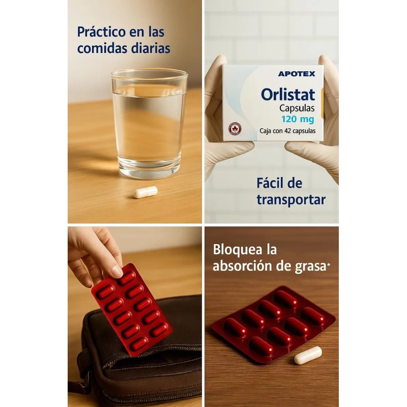 3 Cajas De Orlistat 120 Mg Con 42 Cápsulas C/u