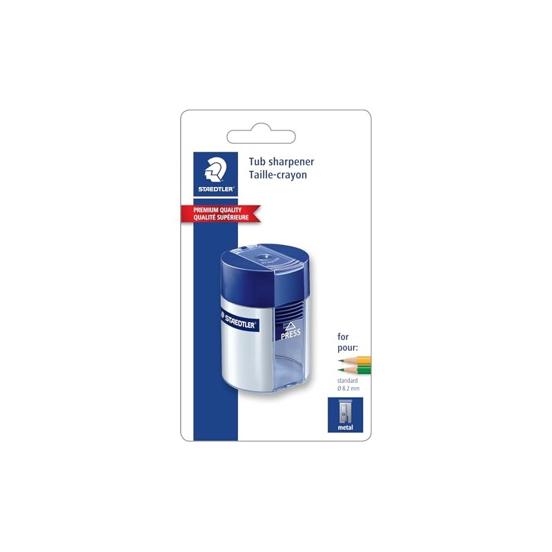 Staedtler Metal Single Hole Sharpener with Tub (511001BK)