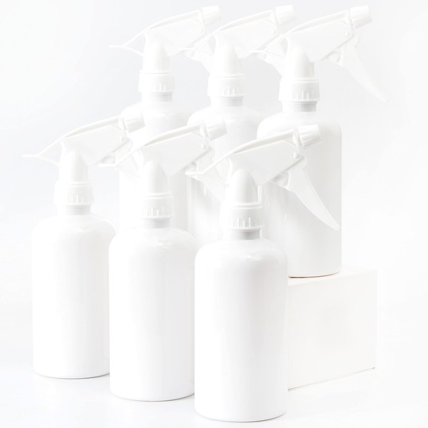 Youngever 6 Pack White Plastic Spray Bottles, Spray Bottles for Hair and Cleaning Solutions (12 Ounce)